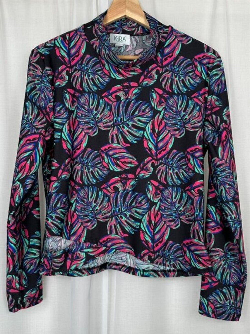 Kira Lifestyle Cut Out Rashguard Swim Shirt‎ Juniors XL Tropical Monstera Print